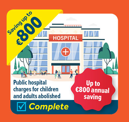 Public hospital charges for children and adults abolished - Up to €800 annual saving